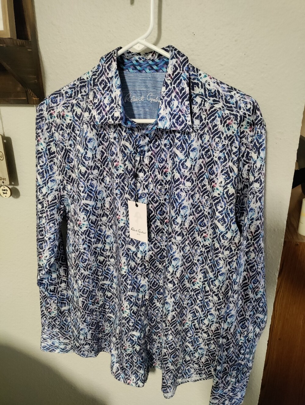 New Robert Graham Men's Long Sleeved Shirt Size Large